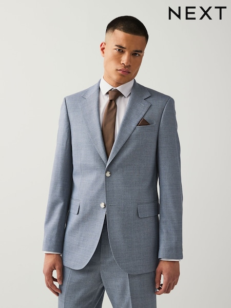 Blue Tailored Fit Textured Suit Jacket (AA6528) | £110