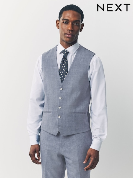 Blue Textured Suit Waistcoat (AA6530) | £59