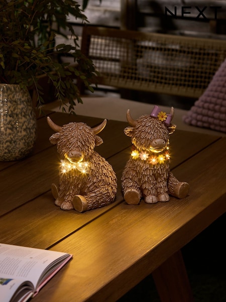 Set of 2 Natural Hamish the Cow Outdoor Solar Light (AA6754) | £35