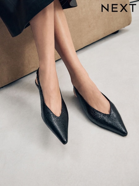 Black Print Forever Comfort® Point Toe Sling Back Shoes (AA6868) | £32