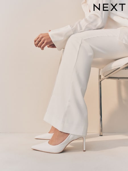 White Standard/Wide Fit Forever Comfort® Leather Mid Court Shoes (AA6900) | £46