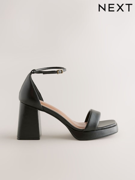 Black Forever Comfort® Square Toe Platform Flare Heels (AA6907) | £39