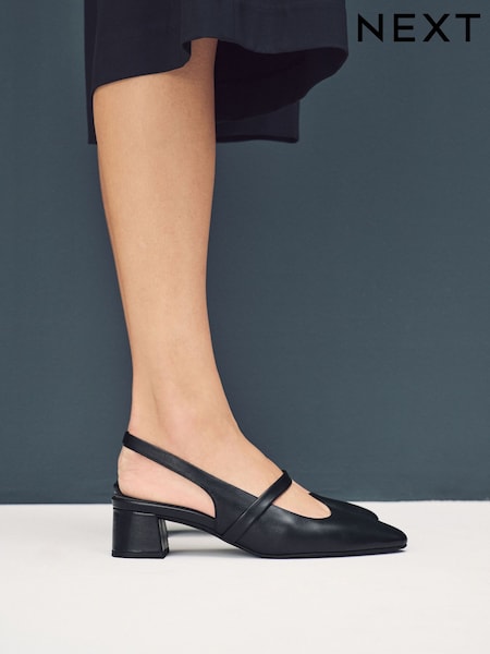 Black Forever Comfort® Premium Leather Mary Jane Slingback Shoes (AA6926) | £60