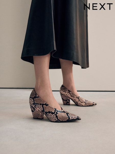 Snake Standard Fit Forever Comfort® Point Toe Block Courts (AA6937) | £36