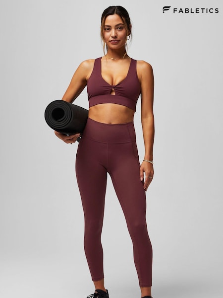 Fabletics Red Oasis Twist Medium Impact Sports Bra (AA7014) | £55