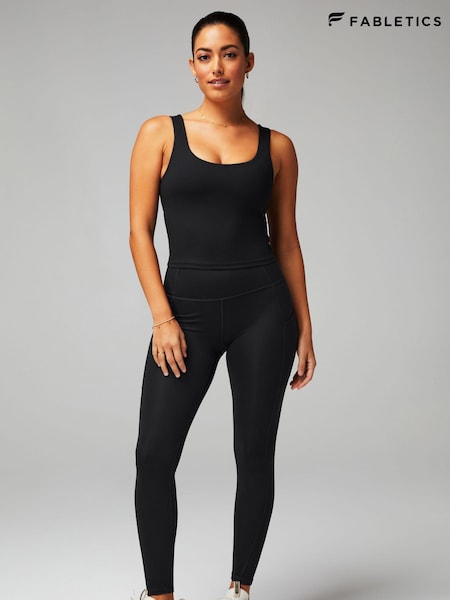 Fabletics Black Oasis Twist BuiltIn Bra Tank (AA7128) | £35