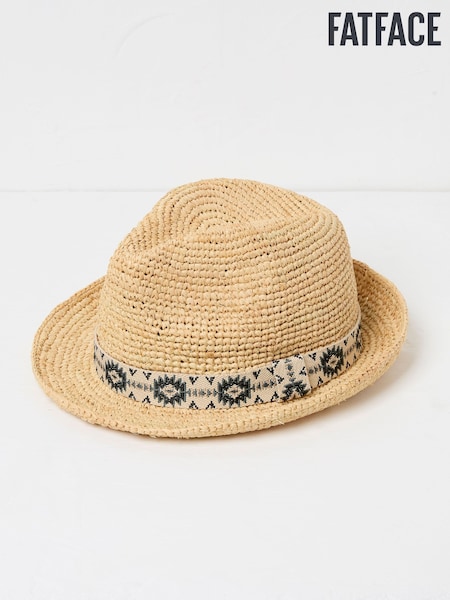 FatFace Natural Straw Trilby Hat (AA7156) | £28
