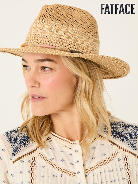 Natural Straw Fedora Hat (AA7158) | £25