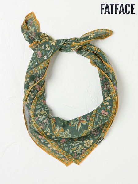 FatFace Green Wilding Printed Hair Scarf (AA7163) | £14