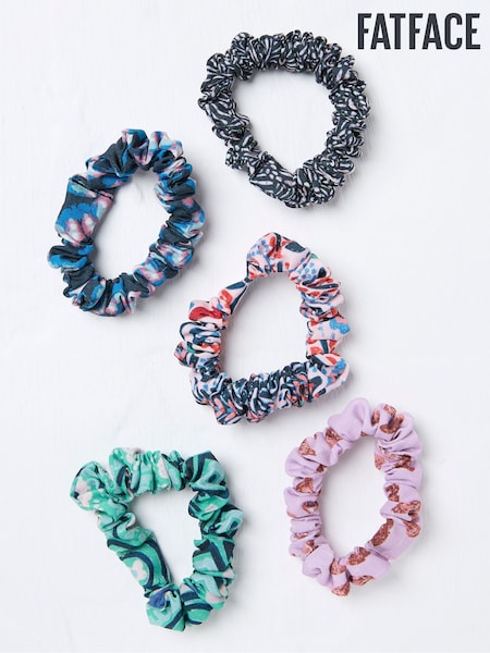 FatFace Navy Wonderment Print Scrunchies 5 Pack (AA7166) | £10.50