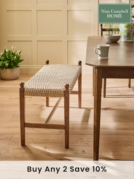 Nina Campbell Dark Wood Effect Alder Dining Bench (AA7234) | £149