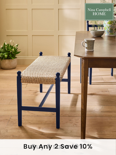 Nina Campbell Navy Blue Alder Dining Bench (AA7237) | £149