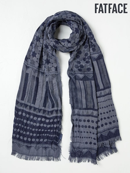 FatFace Navy Floral Jaquard Scarf (AA7245) | £22