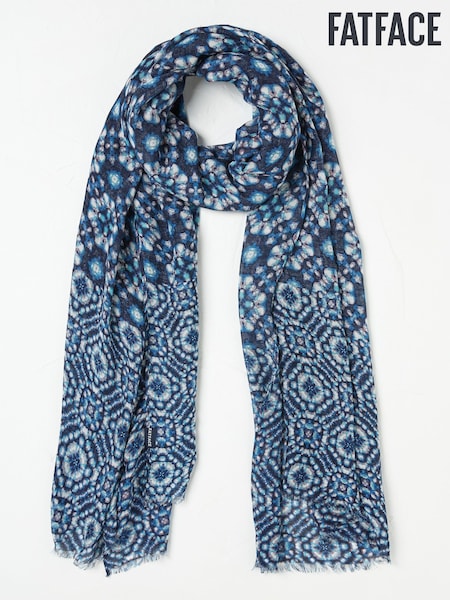 FatFace Navy Geometric Printed Lightweight Scarf (AA7247) | £25