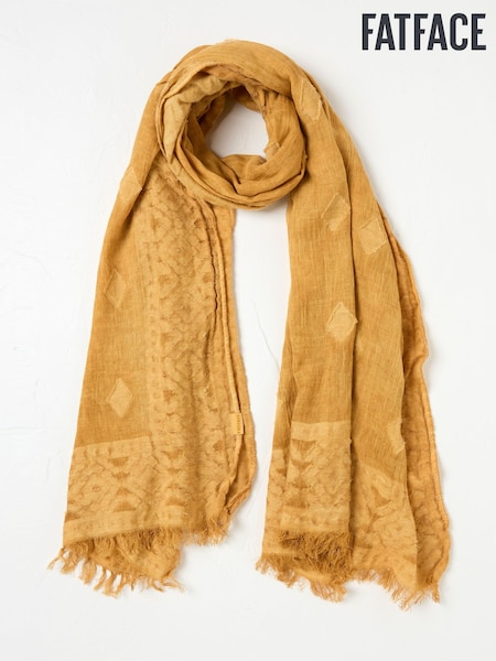 FatFace Mustard Yellow Jaquard Scarf (AA7249) | £14