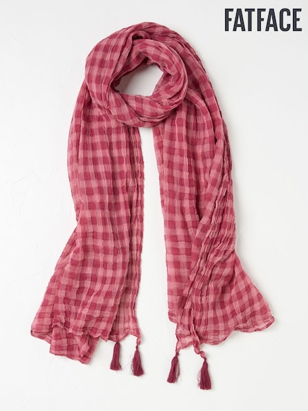 Pink 100% Cotton Gingham Lightweight Scarf (AA7252) | £25