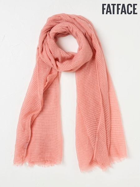 FatFace Coral Pink Semi Plain Lightweight Scarf (AA7254) | £22