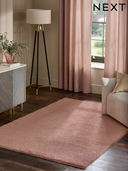 Pink Cosy Washable Shaggy Rug (AA7295) | £25 - £150