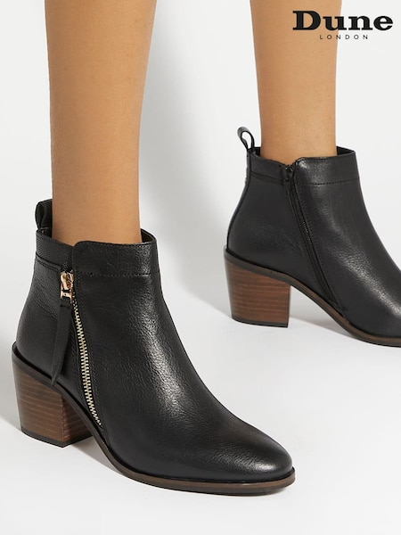 Dune London Black Regular Fit Paicing Side Zip Ankle Boots (AA7342) | £129