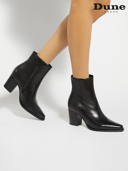Dune London Black Paxten Smart Western Ankle Boots (AA7352) | £159