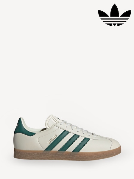 adidas Originals Beige/Green Gazelle Trainers (AA7376) | £85