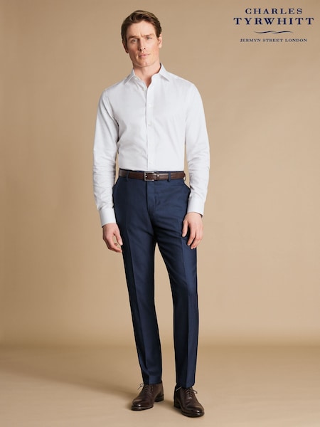 Charles Tyrwhitt Blue Slim Fit End on End Travel Suit: Trousers (AA7414) | £120