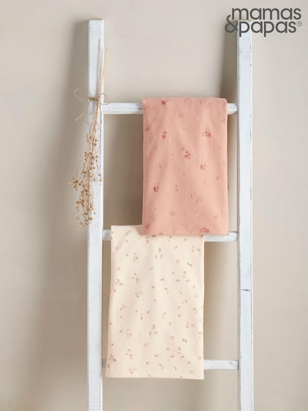 Mamas & Papas Pink Welcome To The World Wildflower Cotbed Sheets 2 Pack (AA7526) | £29