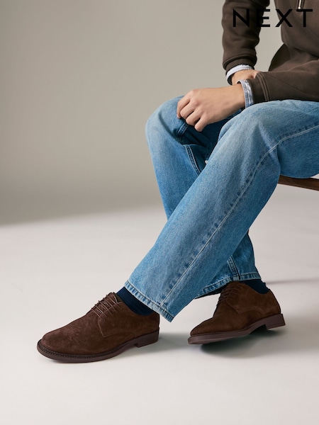 Brown Suede Derby Shoes (AA7602) | £55