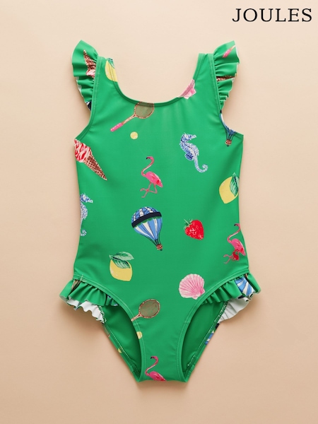 Joules Splash Green Printed Swimsuit (AA7610) | £16 - £18