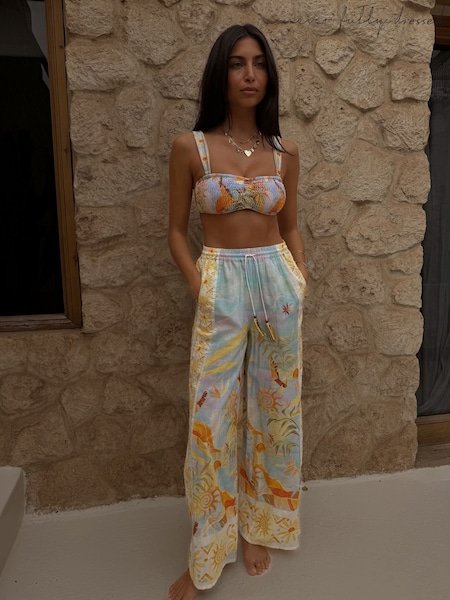Never Fully Dressed Blue Sun Viscose Cotton Blend Trousers (AA7685) | £49