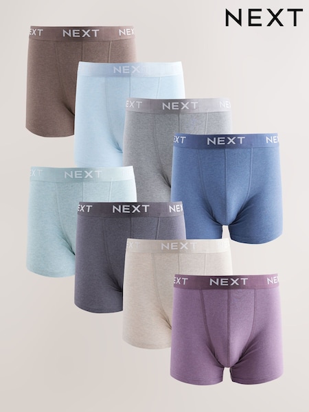 Blue/Grey Marls 8 pack Cotton Rich Trunk Boxers 5 Pack (AA7722) | £42