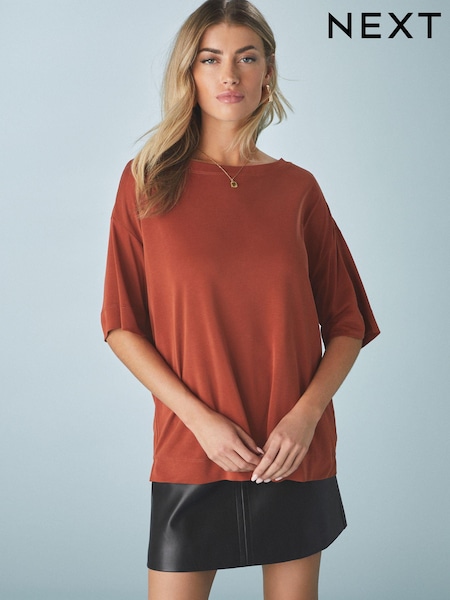 Orange Relaxed Fit Premium Modal Boxy T-Shirt (AA7742) | £24