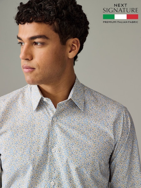 Scattered Leaves Regular Fit Signature Collection 100% Italian Fabric Printed Formal Shirt (AA7746) | £60
