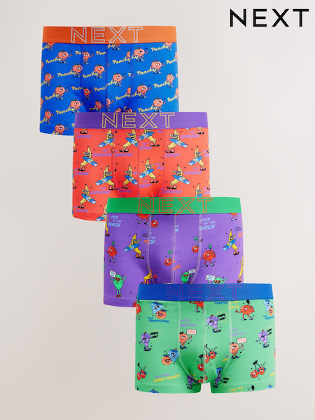 Bright Blue/Green Fruit Print Hipsters Boxers 4 Pack (AA7829) | £24