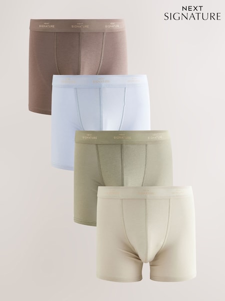 Blue/Neutral/Green Signature Cotton Rich Boxers 4 Pack (AA7830) | £26