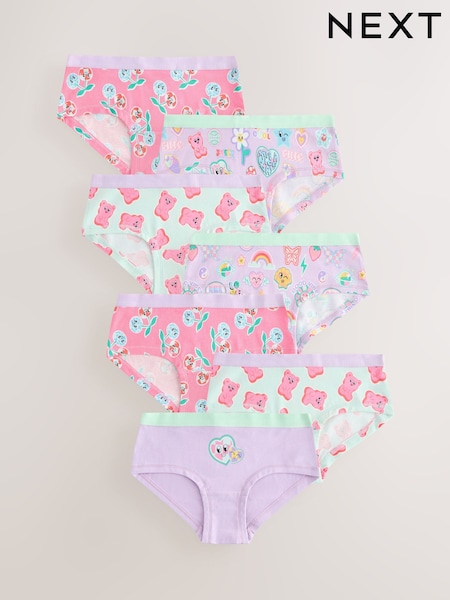 Lilac/Teal Hipsters Briefs 5 Pack (2-16yrs) (AA7837) | £11.50 - £15.50