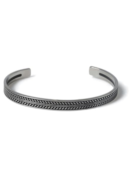 DCK Mens Silver Tone Stainless Steel Plait Cuffed Bangle (AA7887) | £25