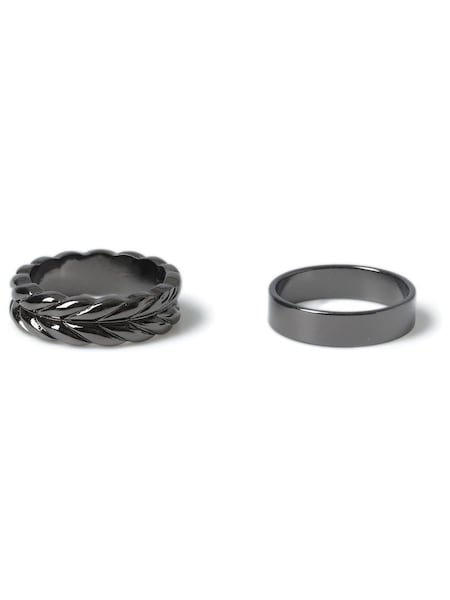 DCK Mens Metallic Feather Rings 2 Pack (AA7901) | £15