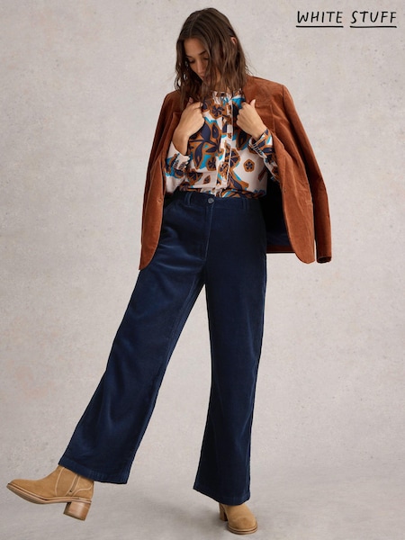 White Stuff Blue Belle Corduroy Wide Leg Trousers (AA7948) | £65