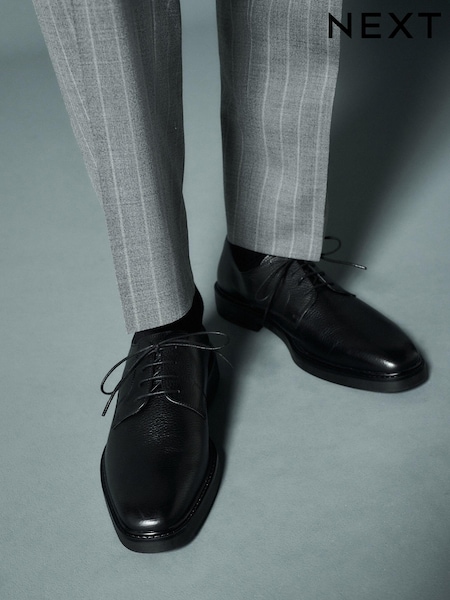 Black Tumbled Leather Formal Shoes (AA7978) | £55