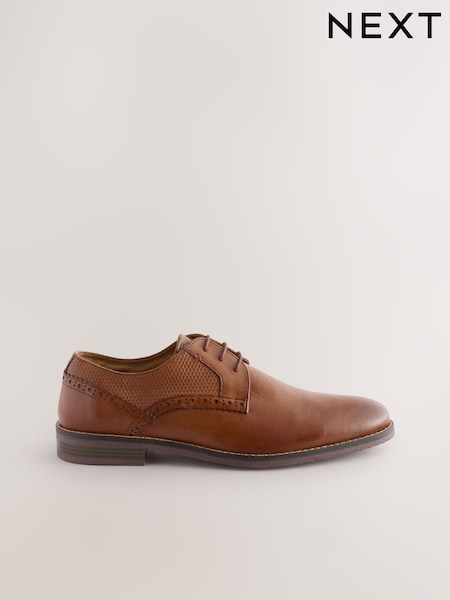 Tan Brown Embossed Derby Shoes (AA7992) | £55
