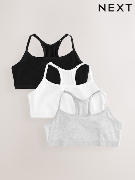 Black/White Strappy Racer Back Crop Tops 3 Pack (5-16yrs) (AA8104) | £9 - £12
