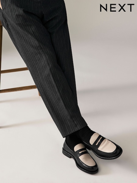 Black and White Penny Loafers (AA8109) | £50