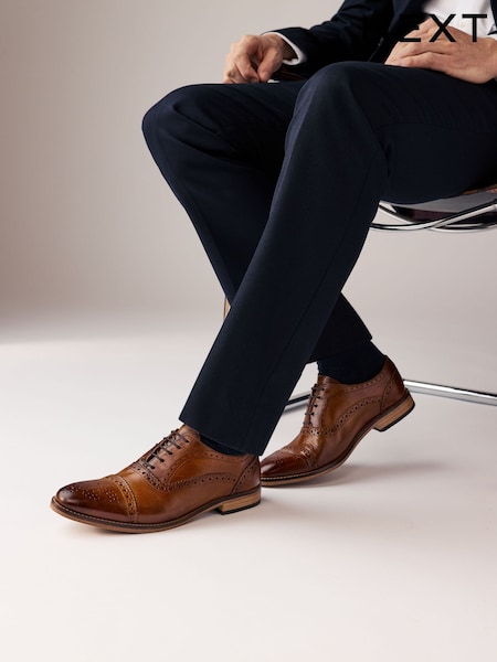 Tan Brown Leather Oxford Toecap Brogues Shoes (AA8131) | £62