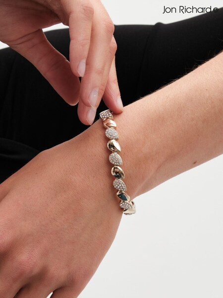 Jon Richard Gold Tone Polished And Pave Stretch Bracelet (AA8285) | £20