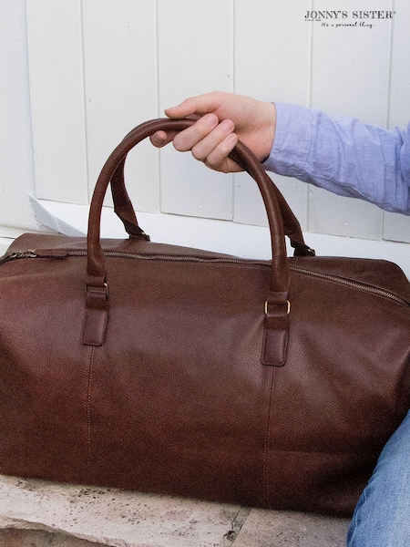 Jonnys Sister Personalised Secret Message Nuhide Brown Holdall with a Matching Strap (AA8456) | £74