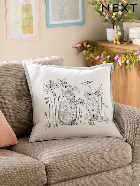 Natural Bunny Printed Cushion (AA8782) | £16