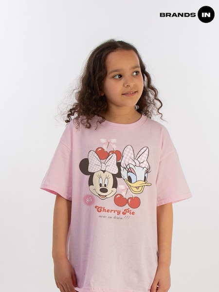Brands In Pink Girls Disney Minnie Mouse Daisy Duck Cherry Pie 100% Cotton T-Shirt (AA8831) | £20