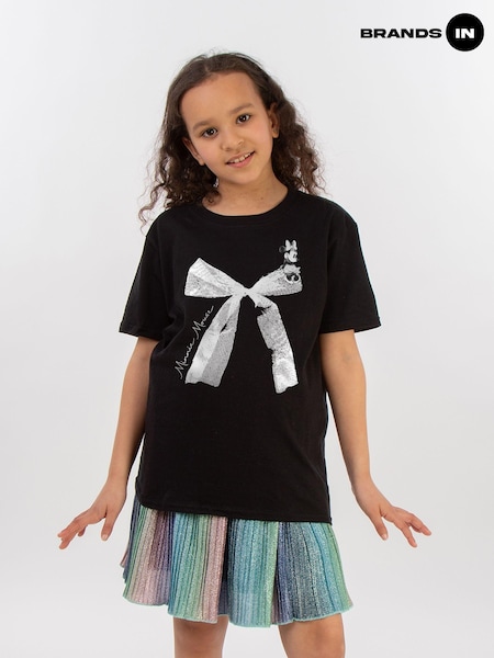Brands In Black Girls Disney Minnie Mouse Bow 100% Cotton T-Shirt (AA8833) | £20
