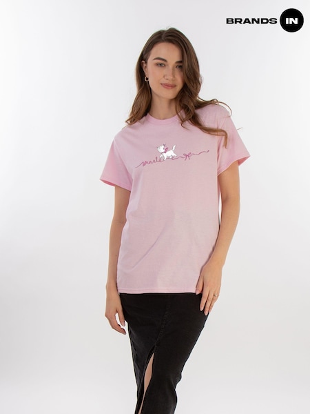 Brands In Pink Women Boyfriend Fit Disney The Aristocats Marie Ribbon 100% Cotton T-Shirt (AA8834) | £25
